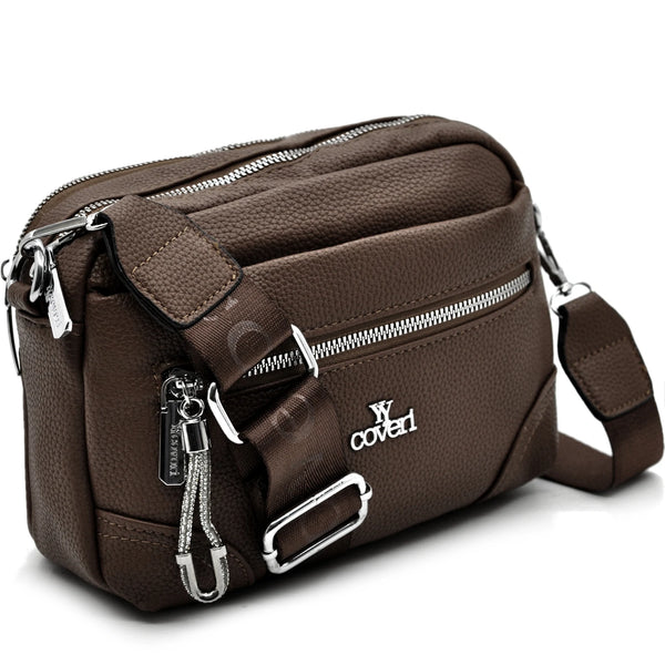 YYcoveri Borsa firmata a mano e tracolla borsetta con molte chiusure con zip simil pelle martellata