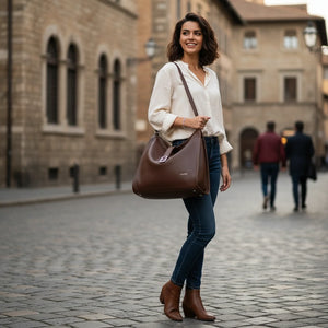 Valentini - Borsa firmata a sacco spalla mono manico simil pelle secchio grande elegante capiente