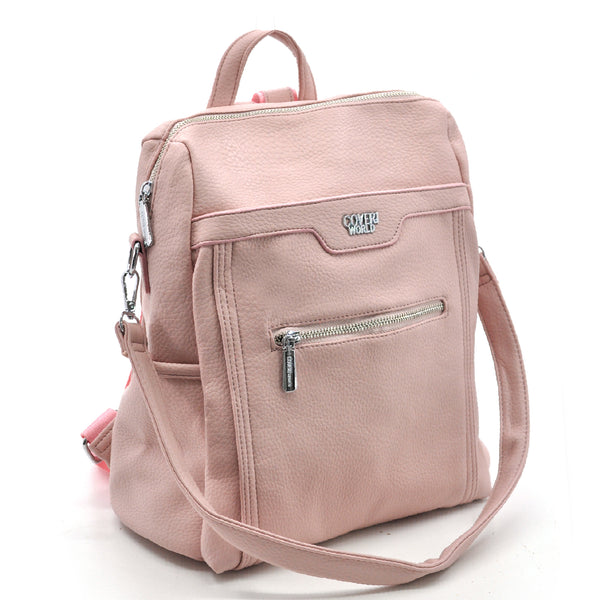 Zaino TRASFORMABILE 2IN1 in eco Pelle firmato   - Elegante e Resistente, Donna , Zaino Casual con Tasca Frontale con Zip e Tasche Laterali, Perfetto per Uso Quotidiano e Lavoro