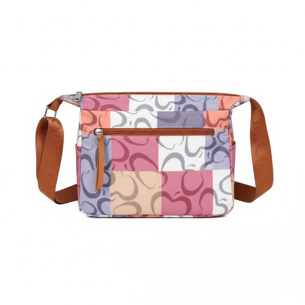 Borsa firmata Baci&Abbracci tracolla multitasche platta fantasia logo impermeabile