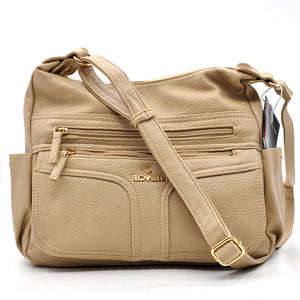 Borsa firmata B.Cavalli 2025 multi tasche donna logo zip tracolla unica tinta nuova