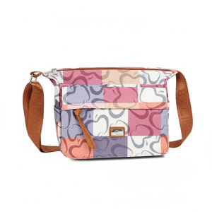 Borsa firmata Baci&Abbracci tracolla multitasche platta fantasia logo impermeabile