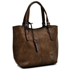 Borsa firmata Nazareno Gabrielli + pochette OMAGGIO donna spalla shopping capiente simil pelle venata coconuda