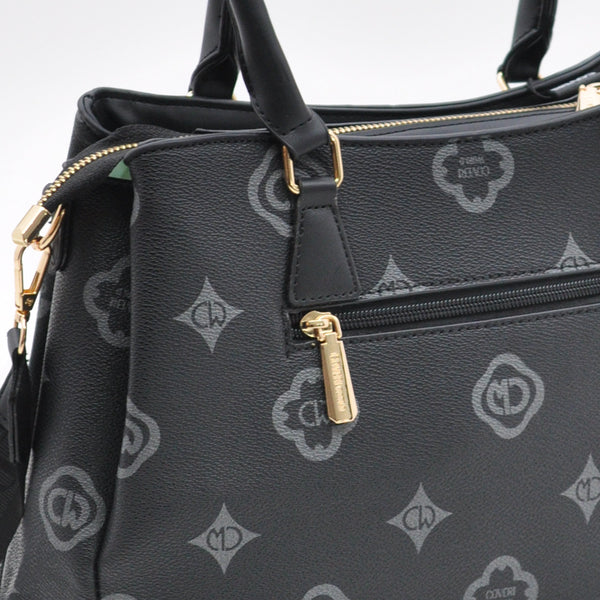 Borsa tote shopping firmata COVERI WORLD a tracolla elegante casual simil pelle logo fantasia