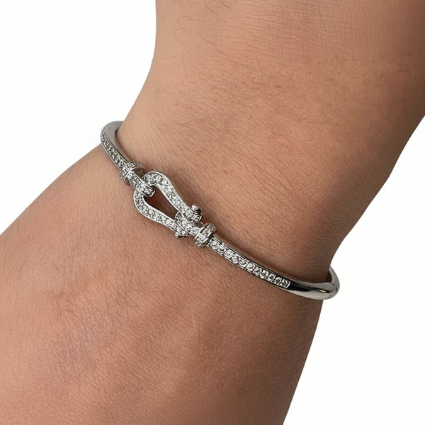 Bracciale Rigido a Manetta con Grillo e Zirconi – Argento Luxury
