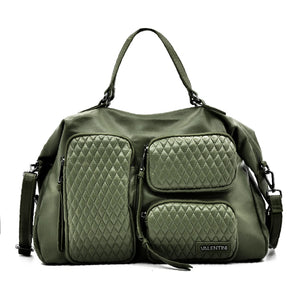 VALENTINI GINO - Borsa multitasche firmata giornaliera elegante 3 zip capiente bauletto trapuntata simil pelle