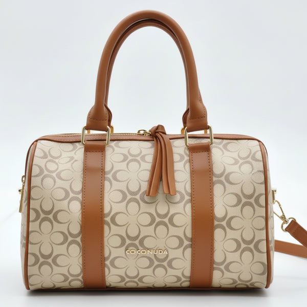 Borsa bauletto firmata COCONUDA a tracolla elegante casual simil pelle logo fantasia