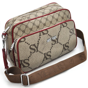 Borsa tracolla firmata SWEET YEARS in simil pelle pregiata tasche con cerniera fantasia logata originale