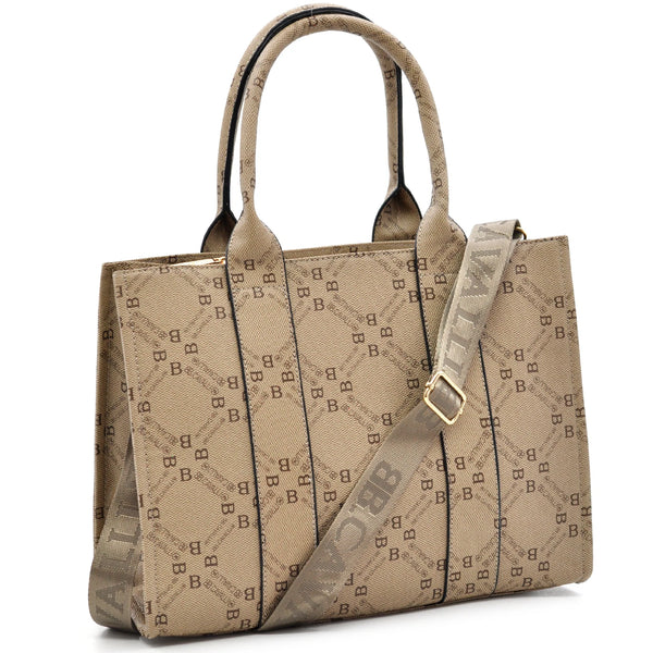 Borsa shopping firmata originale B.Cavalli eco pelle grande zip pregiata tasche con cerniera fantasia logata