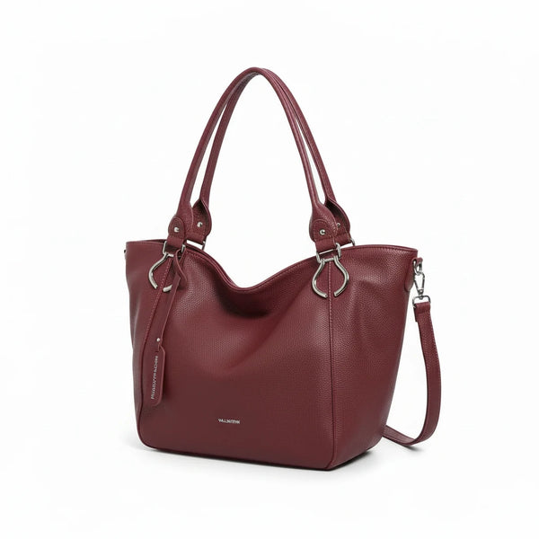 VALENTINI - Borsa shopping a spalla grande tracolla casual simil pelle venata