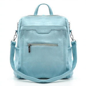 Zaino TRASFORMABILE 2IN1 in eco Pelle firmato   - Elegante e Resistente, Donna , Zaino Casual con Tasca Frontale con Zip e Tasche Laterali, Perfetto per Uso Quotidiano e Lavoro