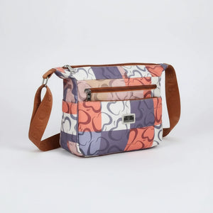 Borsa firmata Baci&Abbracci tracolla multitasche fantasia logo impermeabile zip