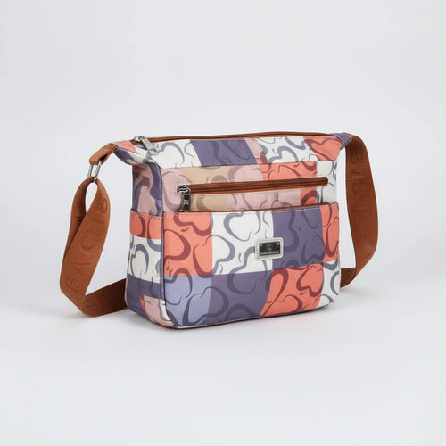 Borsa firmata Baci&Abbracci tracolla multitasche fantasia logo impermeabile zip