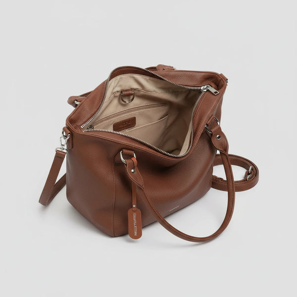 VALENTINI - Borsa shopping a spalla grande tracolla casual simil pelle venata