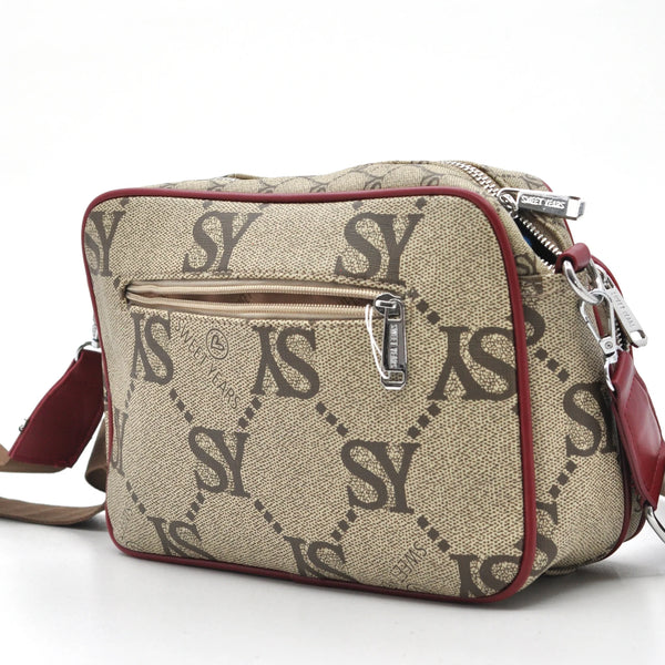 Borsa tracolla firmata SWEET YEARS in simil pelle pregiata tasche con cerniera fantasia logata originale