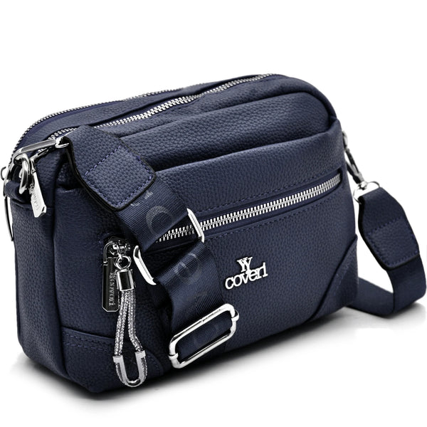 YYcoveri Borsa firmata a mano e tracolla borsetta con molte chiusure con zip simil pelle martellata