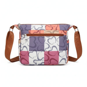 Borsa firmata Baci&Abbracci tracolla multitasche fantasia logo impermeabile zip