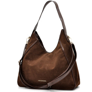 Borsa sacco hobo COCONUDA donna spalla a tracolla simil pelle scamosciata camoscio