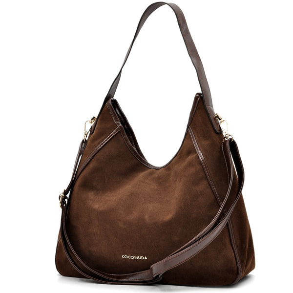 Borsa sacco hobo COCONUDA donna spalla a tracolla simil pelle scamosciata camoscio