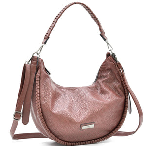 Borsa a sacco mezzaluna firmata CHARRO donna spalla a tracolla simil pelle grande monomanico intrecciato