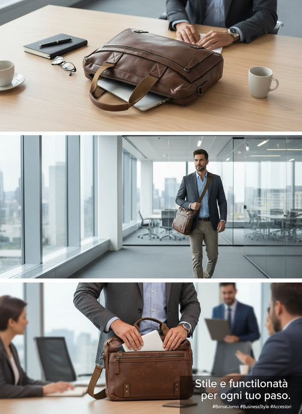 Borsa unisex firmato B. Cavalli Cartella Tracolla in simil pelle nuovo ufficio Marrone — Ventiquattrore Casual Business