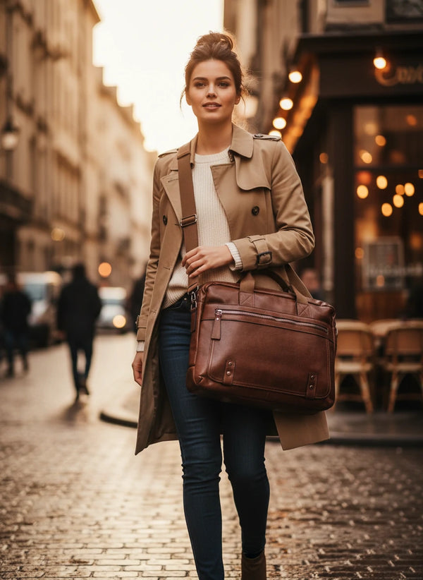 Borsa unisex firmato B. Cavalli Cartella Tracolla in simil pelle nuovo ufficio Marrone — Ventiquattrore Casual Business