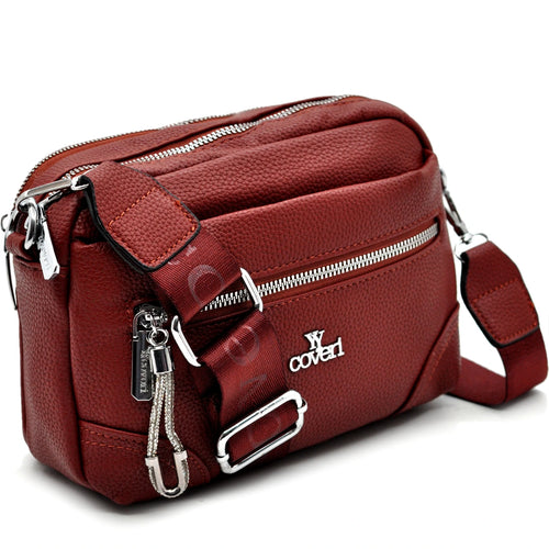 YYcoveri Borsa firmata a mano e tracolla borsetta con molte chiusure con zip simil pelle martellata