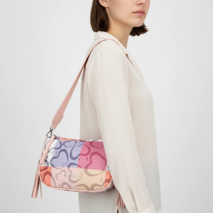 Borsa firmata Baci&Abbracci tracolla multitasche fantasia logo impermeabile zip borsetta