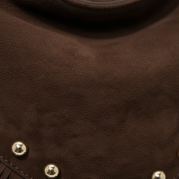 La Rodero - Borsa spalla frange camoscio scamosciata borchie monomanico