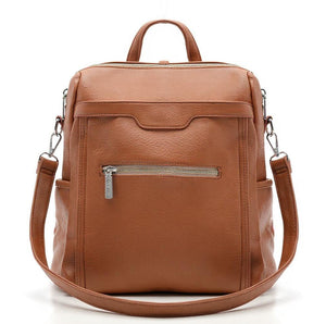 Zaino TRASFORMABILE 2IN1 in eco Pelle firmato   - Elegante e Resistente, Donna , Zaino Casual con Tasca Frontale con Zip e Tasche Laterali, Perfetto per Uso Quotidiano e Lavoro