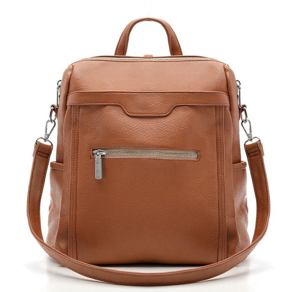 Zaino TRASFORMABILE 2IN1 in eco Pelle firmato   - Elegante e Resistente, Donna , Zaino Casual con Tasca Frontale con Zip e Tasche Laterali, Perfetto per Uso Quotidiano e Lavoro