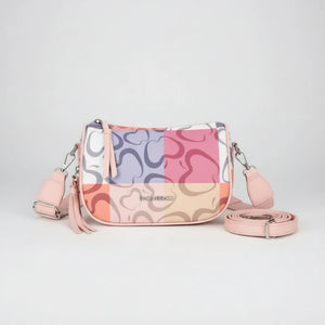 Borsa firmata Baci&Abbracci tracolla multitasche fantasia logo impermeabile zip borsetta