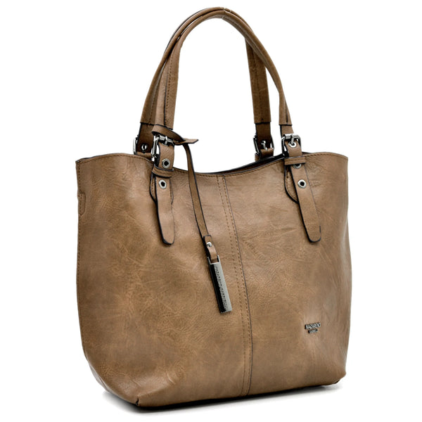 Borsa firmata Nazareno Gabrielli + pochette OMAGGIO donna spalla shopping capiente simil pelle venata coconuda