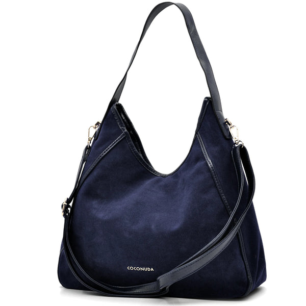 Borsa sacco hobo COCONUDA donna spalla a tracolla simil pelle scamosciata camoscio
