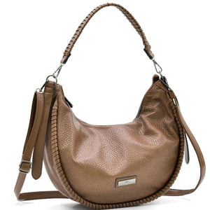 Borsa a sacco mezzaluna firmata CHARRO donna spalla a tracolla simil pelle grande monomanico intrecciato