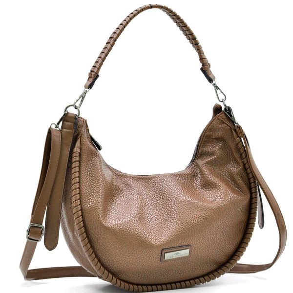 Borsa a sacco mezzaluna firmata CHARRO donna spalla a tracolla simil pelle grande monomanico intrecciato