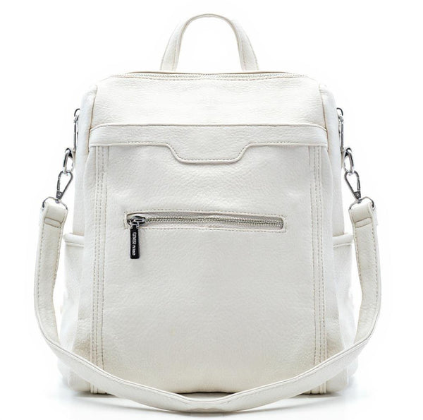 Zaino TRASFORMABILE 2IN1 in eco Pelle firmato   - Elegante e Resistente, Donna , Zaino Casual con Tasca Frontale con Zip e Tasche Laterali, Perfetto per Uso Quotidiano e Lavoro