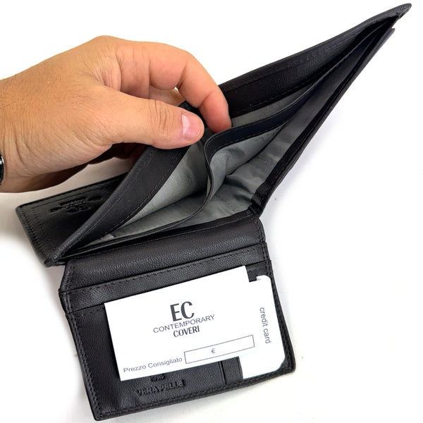 Portafoglio vera pelle uomo firmato COVERI CONTENPORARY porta carte ribaltina morbido