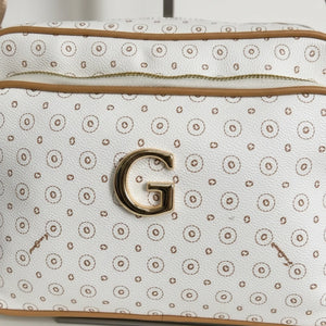 Borsa firmata GAMAYA dimensione media con zip cerniere tracolla donna logo fantasia logata multi tasche