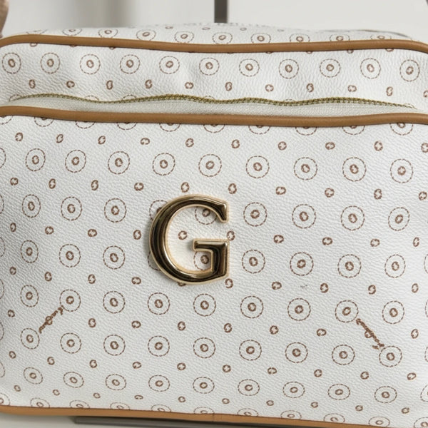 Borsa firmata GAMAYA dimensione media con zip cerniere tracolla donna logo fantasia logata multi tasche