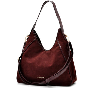 Borsa sacco hobo COCONUDA donna spalla a tracolla simil pelle scamosciata camoscio