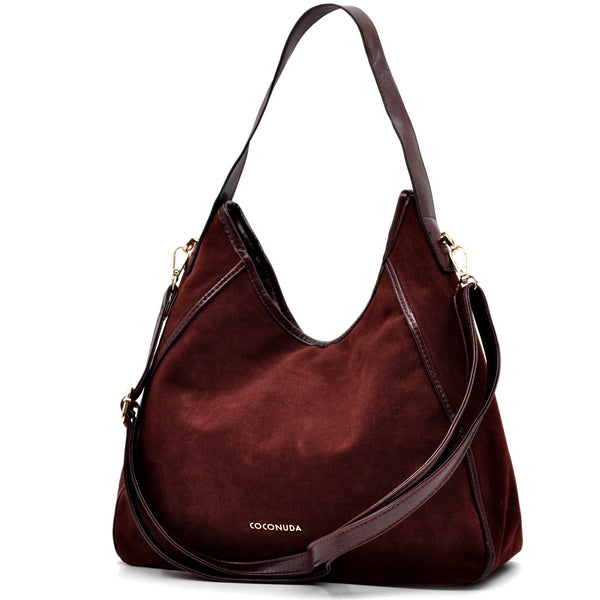 Borsa sacco hobo COCONUDA donna spalla a tracolla simil pelle scamosciata camoscio