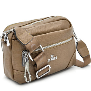 YYcoveri Borsa firmata a mano e tracolla borsetta con molte chiusure con zip simil pelle martellata