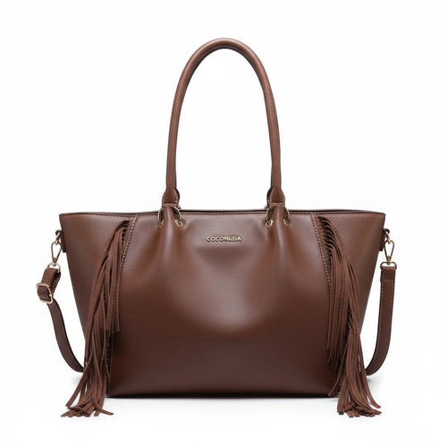 Borsa firmata COCONUDA Colletion donna spalla a tracolla simil pelle nuova shopping frange nappe