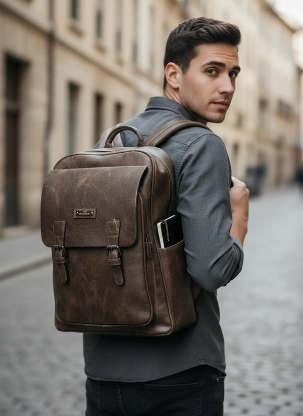 Zaino firmato Charro in Similpelle Vintage Urban Lavoro e Università con Fibbie (32x40x13cm)