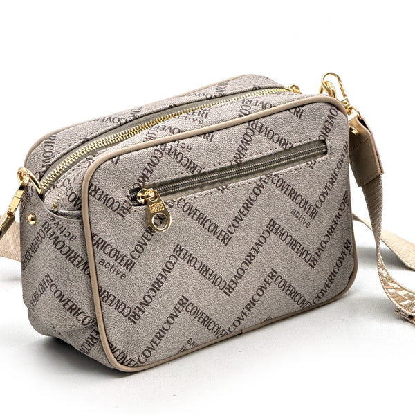 Borsa firmata Coveri active borsetta donna logo zip tracolla fantasia piccola
