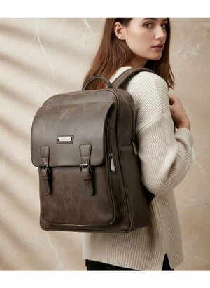 Zaino firmato Charro in Similpelle Vintage Urban Lavoro e Università con Fibbie (32x40x13cm)