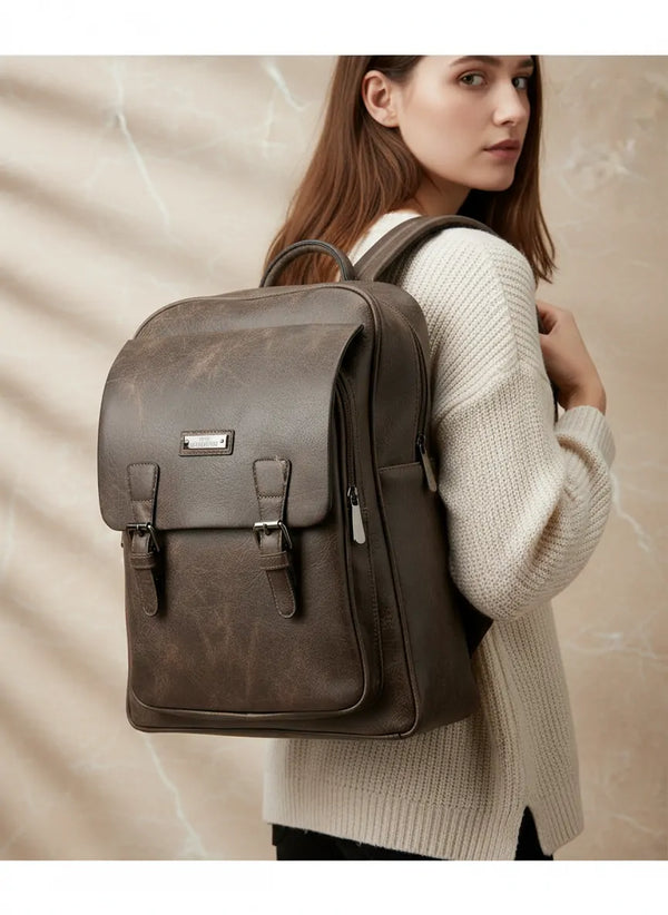 Zaino firmato Charro in Similpelle Vintage Urban Lavoro e Università con Fibbie (32x40x13cm)
