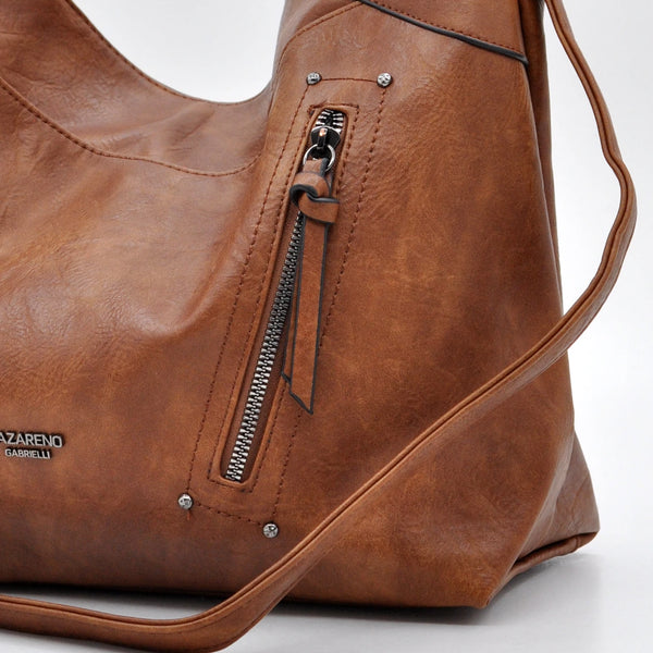 Borsa a sacco firmato da Nazareno Gabrielli Colletion donna spalla a tracolla simil pelle zip frontali