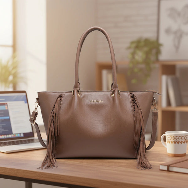 Borsa firmata COCONUDA Colletion donna spalla a tracolla simil pelle nuova shopping frange nappe